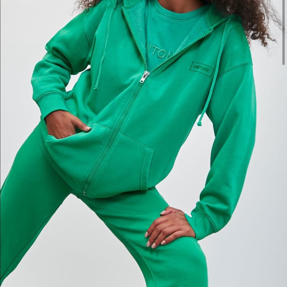 green Pantone zip up hoodie
